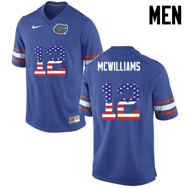 Men's NCAA Florida Gators C.J. McWilliams #12 Stitched Authentic USA Flag Fashion Nike Blue College Football Jersey HAL5465PW